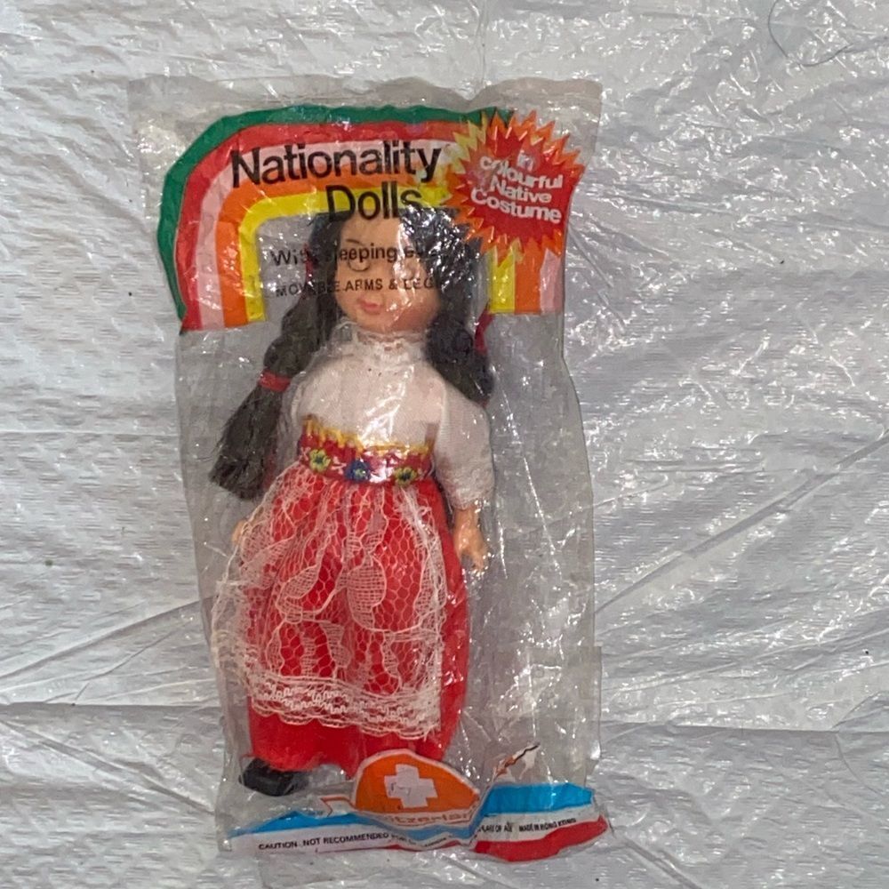 Vintage Swiss Nationality Doll with Red Skirt Mini Size